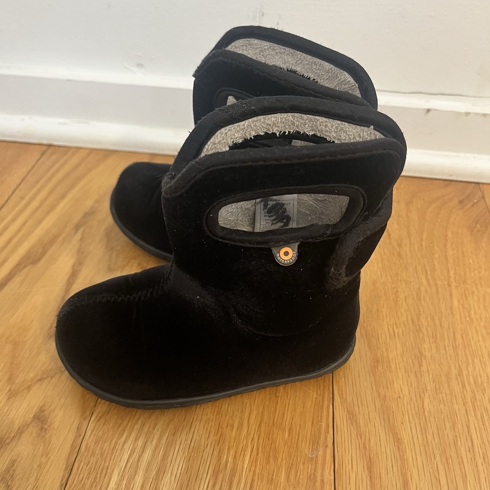 Baby Bogs Snow Boots Velvet Black Waterproof‎ 14 degree Toddler Size 7